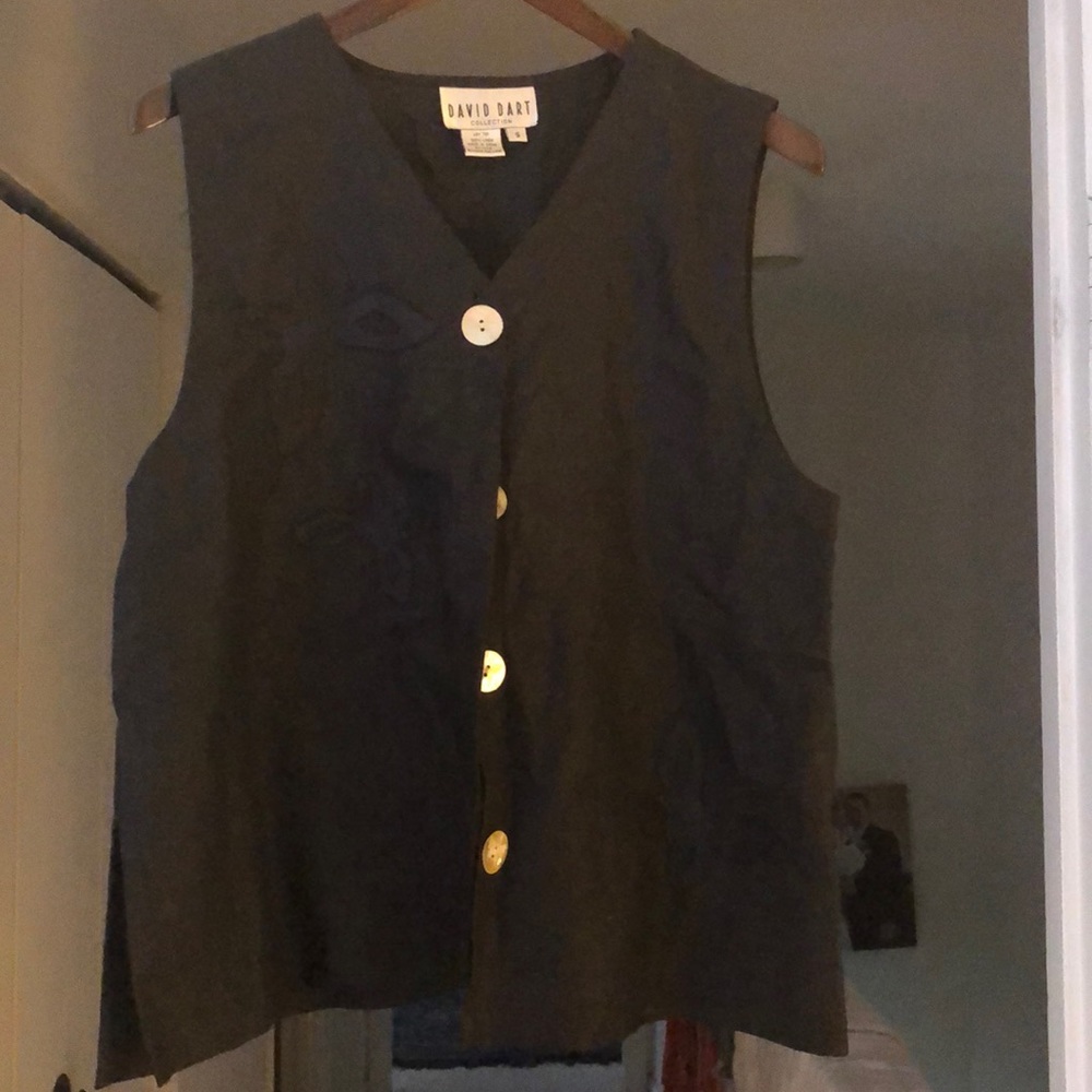 Linen button up vest